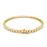 14K Gold Lab Grown Mini Cushion Bezel Tennis Bracelet