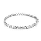 14K Gold Lab Grown Mini Cushion Bezel Tennis Bracelet