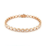 14K Gold Lab Grown Oval Bezel Tennis Bracelet