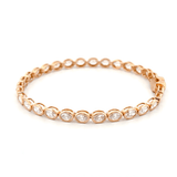 14K Gold Lab Grown Oval Bezel Tennis Bracelet