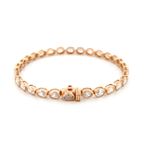 14K Gold Lab Grown Oval Bezel Tennis Bracelet
