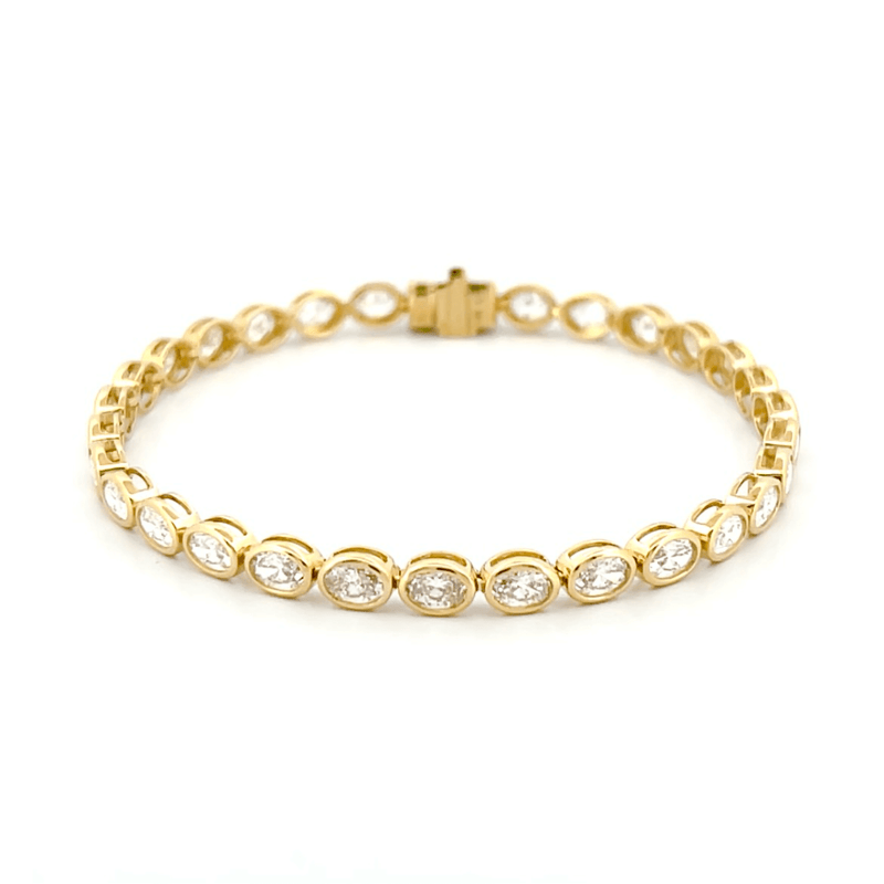 14K Gold Lab Grown Oval Bezel Tennis Bracelet