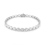 14K Gold Lab Grown Oval Bezel Tennis Bracelet