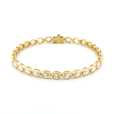 14K Gold Lab Grown Oval Bezel Tennis Bracelet