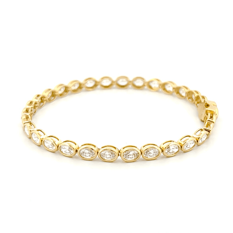 14K Gold Lab Grown Oval Bezel Tennis Bracelet