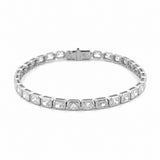 14K Gold Lab Grown Radiant Bezel Tennis Bracelet