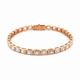 14K Gold Lab Grown Radiant Bezel Tennis Bracelet