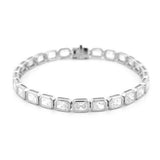 14K Gold Large Lab Grown Radiant Bezel Tennis Bracelet