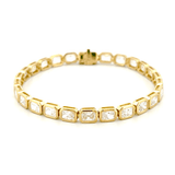 14K Gold Large Lab Grown Radiant Bezel Tennis Bracelet