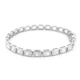 14K Gold Large Lab Grown Radiant Bezel Tennis Bracelet