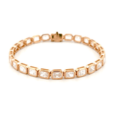 14K Gold Large Lab Grown Radiant Bezel Tennis Bracelet
