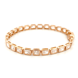 14K Gold Large Lab Grown Radiant Bezel Tennis Bracelet