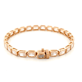 14K Gold Large Lab Grown Radiant Bezel Tennis Bracelet