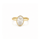 14K Gold Lab Grown Oval Diamond Floral Bezel Solitaire Engagement Ring
