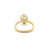 14K Gold Lab Grown Oval Diamond Floral Bezel Solitaire Engagement Ring
