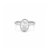 14K Gold Lab Grown Oval Diamond Floral Bezel Solitaire Engagement Ring