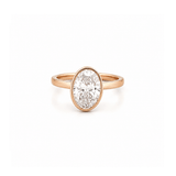 14K Gold Lab Grown Oval Diamond Floral Bezel Solitaire Engagement Ring