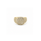 14K Gold Round Pavé Diamond Signet Band