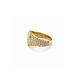 14K Gold Round Pavé Diamond Signet Band