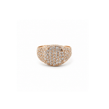 14K Gold Round Pavé Diamond Signet Band