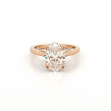 14K Gold 3.00 Carat Lab Grown Oval Diamond Cathedral Under Halo Engagement Ring