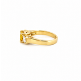 14K Gold Three Stone Yellow Sapphire Asscher Engagement Ring