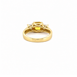 14K Gold Three Stone Yellow Sapphire Asscher Engagement Ring