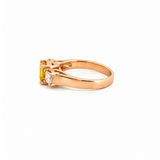 14K Gold Three Stone Yellow Sapphire Asscher Engagement Ring