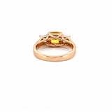 14K Gold Three Stone Yellow Sapphire Asscher Engagement Ring