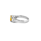 14K Gold Three Stone Yellow Sapphire Asscher Engagement Ring