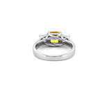 14K Gold Three Stone Yellow Sapphire Asscher Engagement Ring