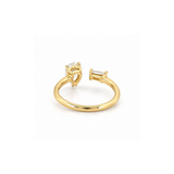14K Gold Baguette and Pear Open Diamond Band