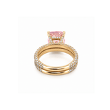 14K Gold Diamond 3D Band with Under Halo Morganite And Diamond Set