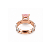 14K Gold Diamond 3D Band with Under Halo Morganite And Diamond Set