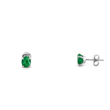 14K Gold Oval Cut Emerald Stud Earrings