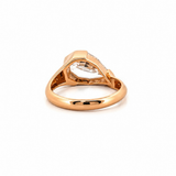 14K Gold Lab Grown 3.00 Carat Step Cut Pear Diamond Half Bezel Engagement Ring