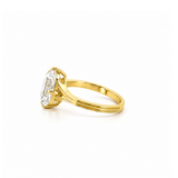 14K Gold Lab Grown Old Miner Cut Diamond Ribbed Solitaire Engagement Ring