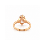 14K Gold Lab Grown Old Miner Cut Diamond Ribbed Solitaire Engagement Ring