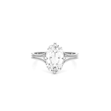 14K Gold Lab Grown Old Miner Cut Diamond Ribbed Solitaire Engagement Ring