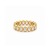 14K Gold Art Deco Oval Bezel Lab Grown Diamond Eternity Band