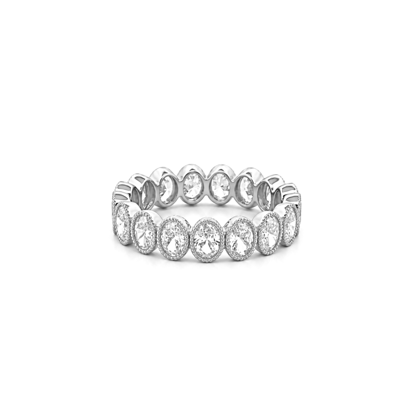 14K Gold Art Deco Oval Bezel Lab Grown Diamond Eternity Band