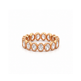 14K Gold Art Deco Oval Bezel Lab Grown Diamond Eternity Band