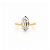 14K Gold Lab Grown Dutch Marquise Diamond Half Bezel Solitaire Engagement Ring