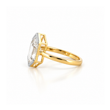 14K Gold Lab Grown Dutch Marquise Diamond Half Bezel Solitaire Engagement Ring