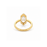 14K Gold Lab Grown Dutch Marquise Diamond Half Bezel Solitaire Engagement Ring