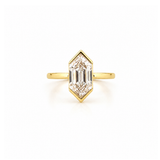 14K Gold Lab Grown Dutch Marquise Diamond Half Bezel Solitaire Engagement Ring