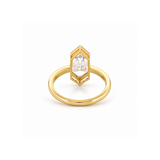 14K Gold Lab Grown Dutch Marquise Diamond Half Bezel Solitaire Engagement Ring