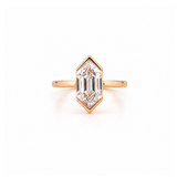 14K Gold Lab Grown Dutch Marquise Diamond Half Bezel Solitaire Engagement Ring