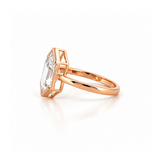 14K Gold Lab Grown Dutch Marquise Diamond Half Bezel Solitaire Engagement Ring