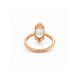 14K Gold Lab Grown Dutch Marquise Diamond Half Bezel Solitaire Engagement Ring